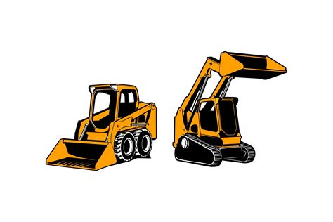 skid steer with bush hog clipart|skid steer vector.